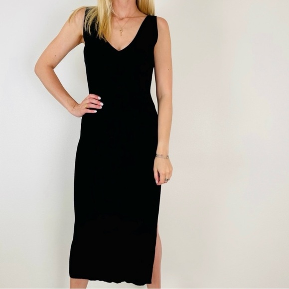 HOUSE OF HARLOW 1960 Sleeveless Rib Knit Deep V-Neck Dress, M in Sunflower NWT - Picture 9 of 11
